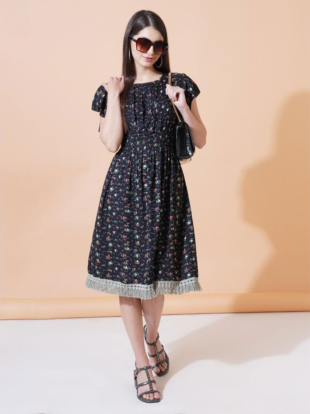 Women Pleated Fit and Flare Dress