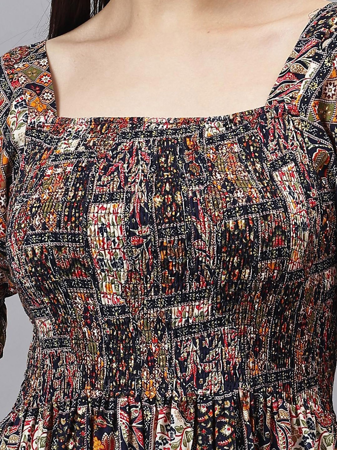 Women Floral Printed Fit & Flare Midi Dress