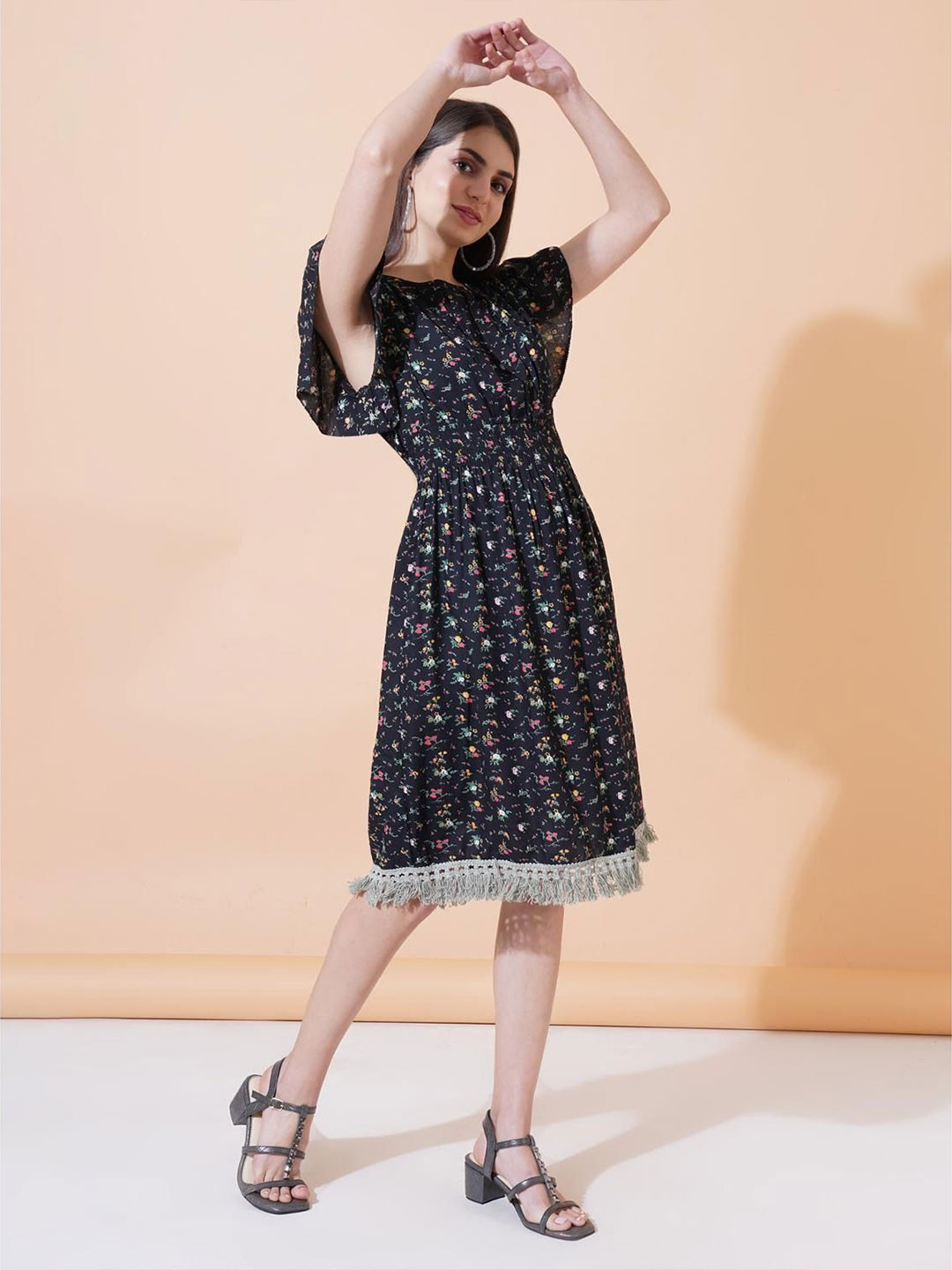 Women Pleated Fit and Flare Dress