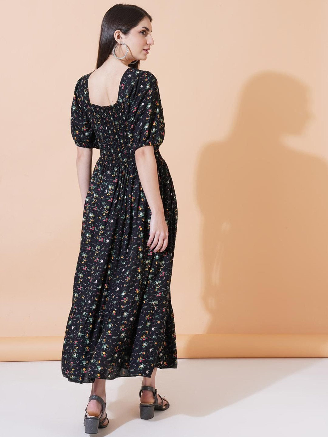Women Floral Printed Fit and Flare Maxi Dress