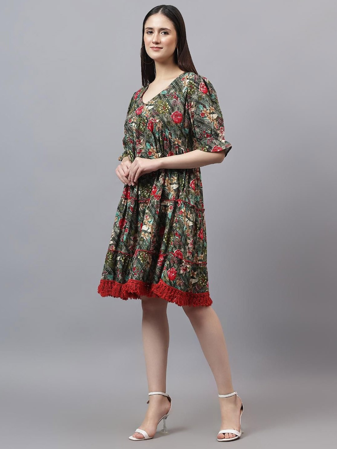 Women Floral Printed Empire Dress