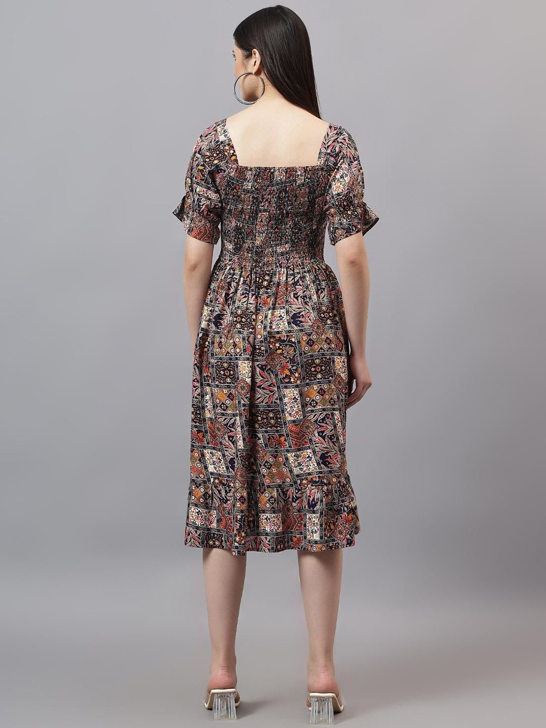 Women Floral Printed Fit & Flare Midi Dress