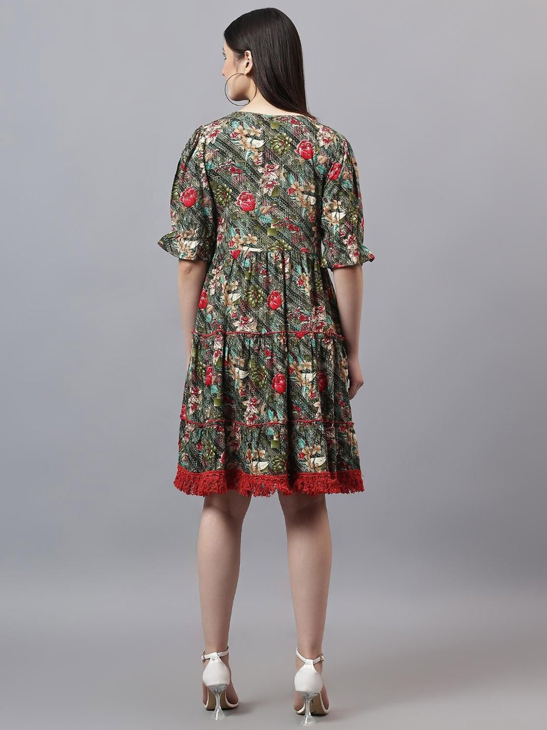 Women Floral Printed Empire Dress