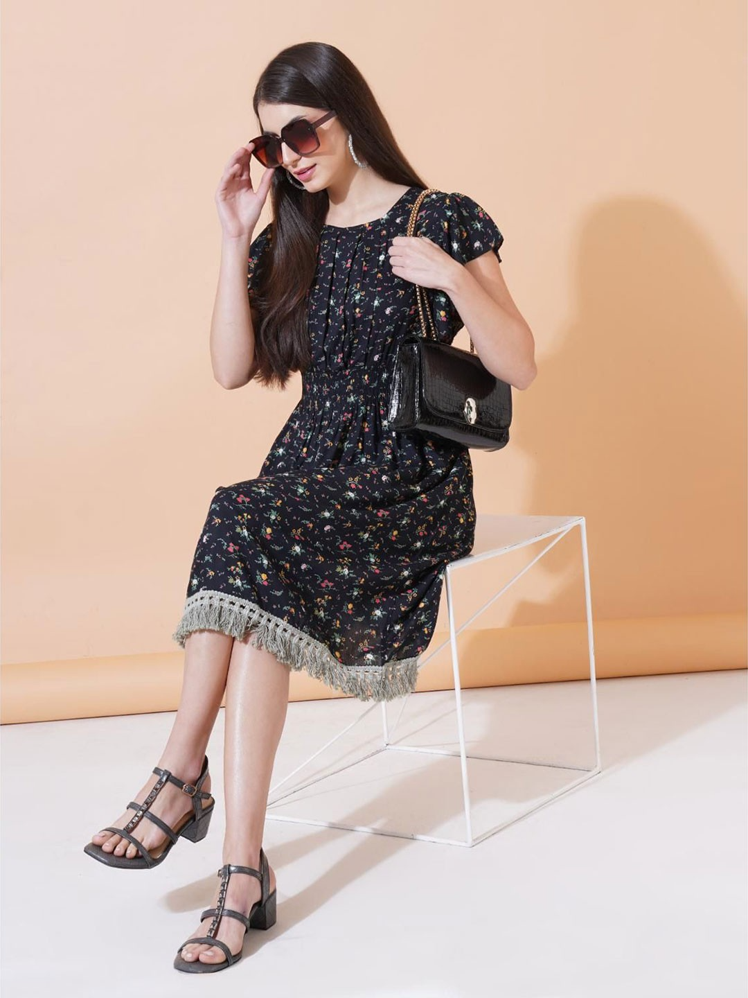 Women Pleated Fit and Flare Dress