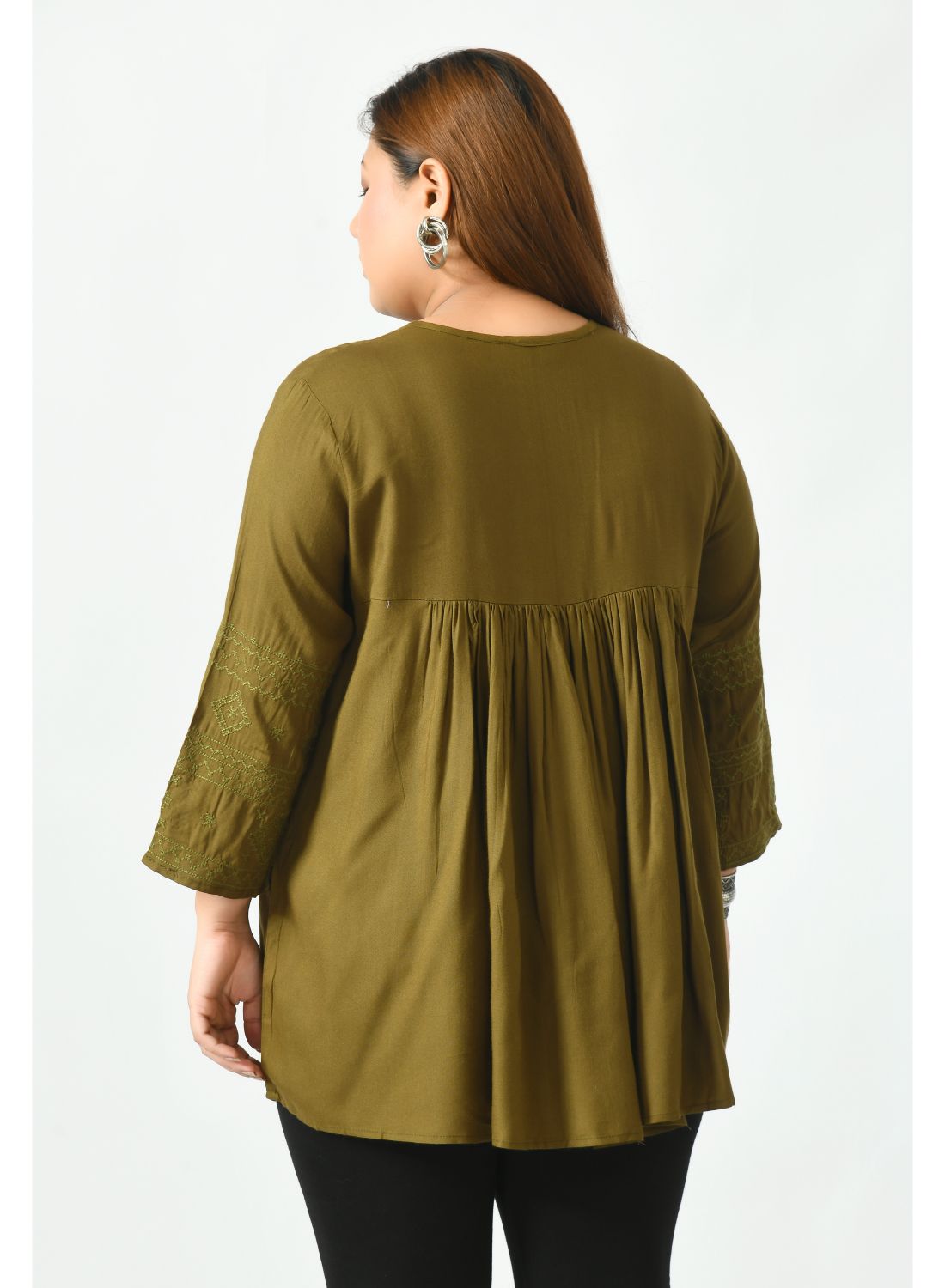 Olive Green Tie-Up Neck Top