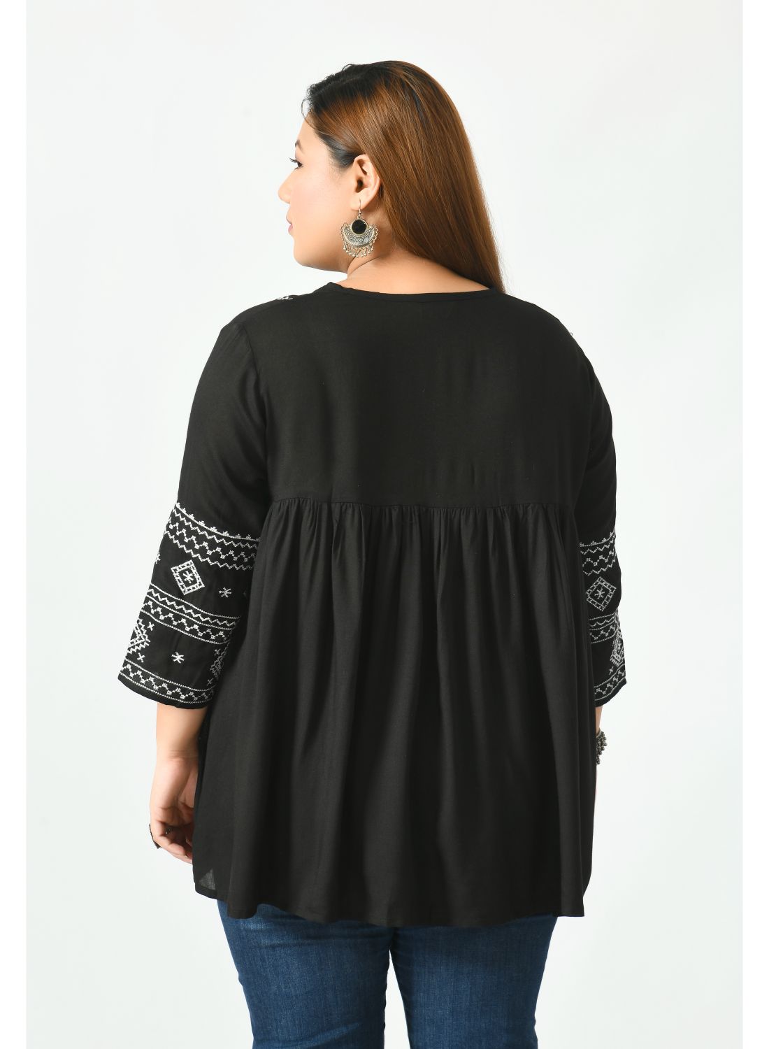 Black Tie-Up Neck Top