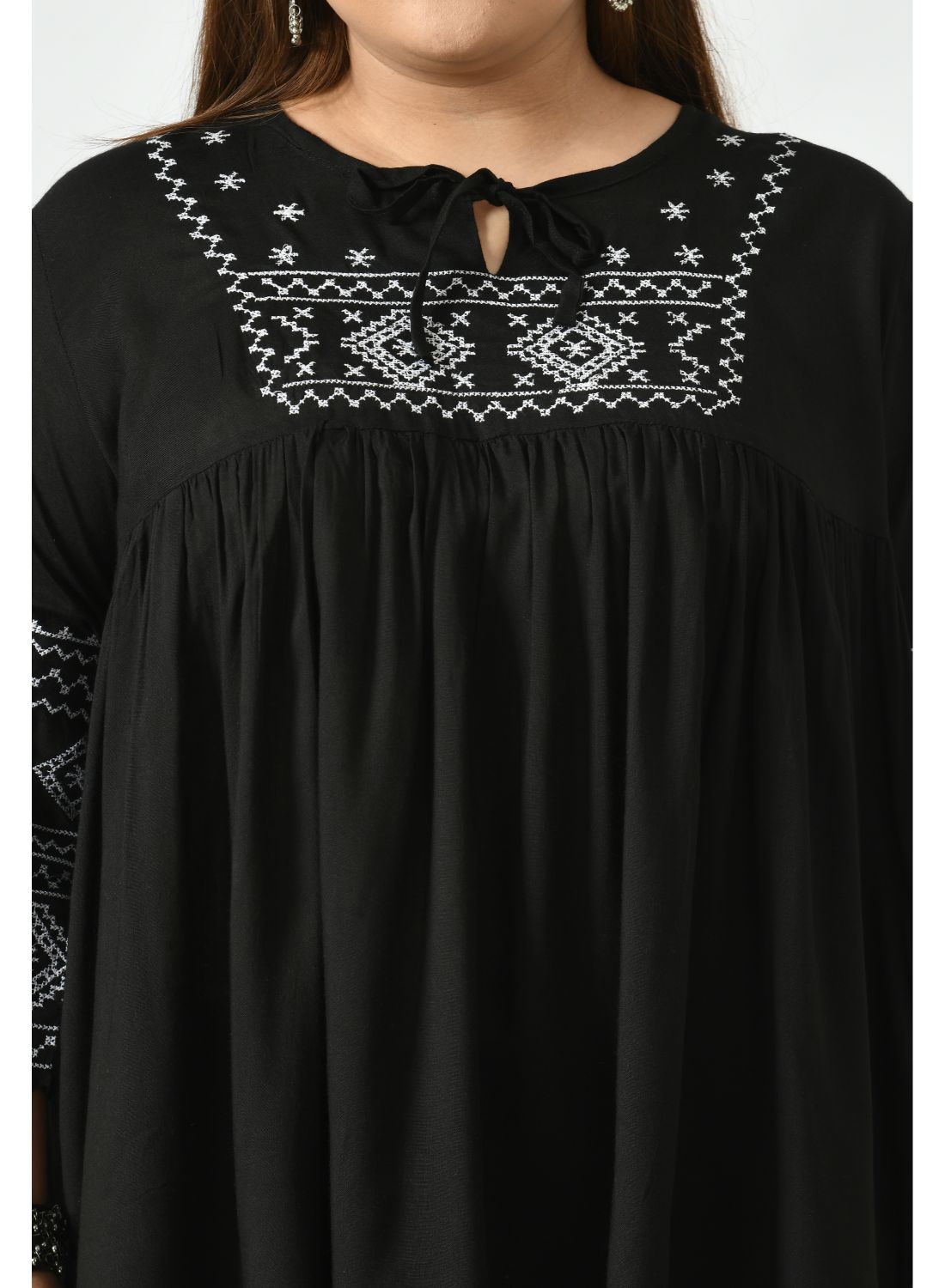 Black Tie-Up Neck Top