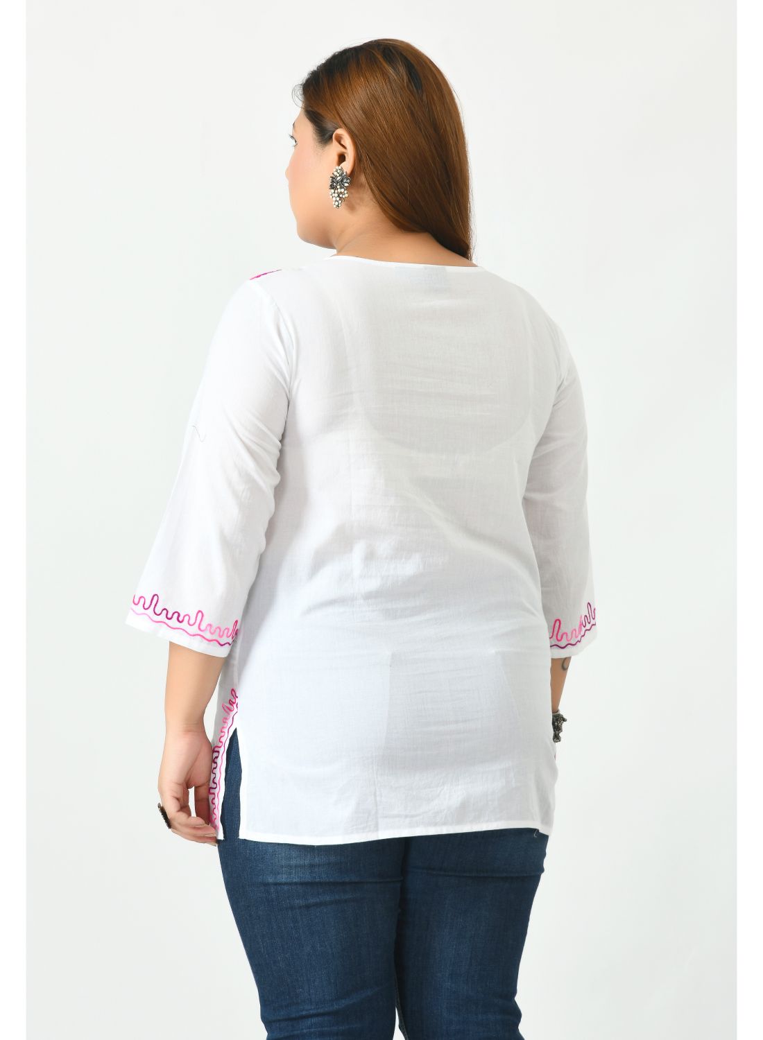 White Floral Print Top