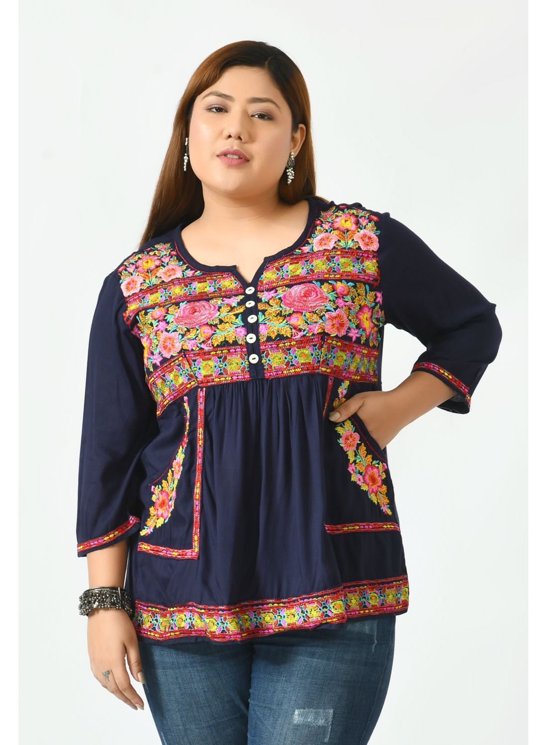 Navy Blue Print Top
