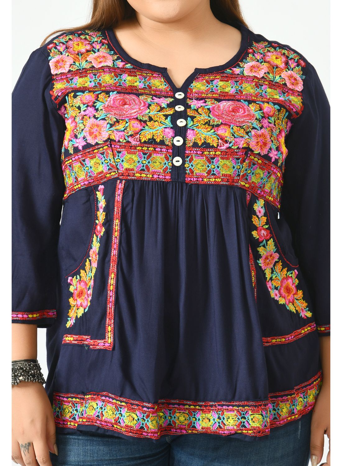 Navy Blue Print Top