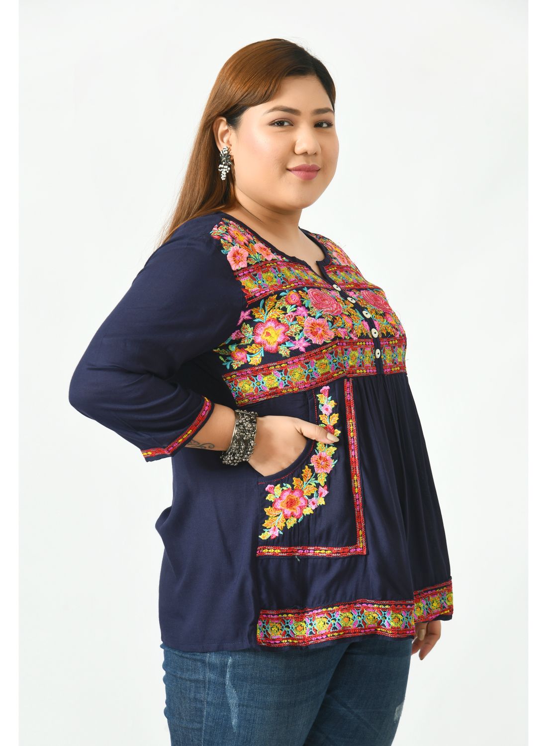 Navy Blue Print Top