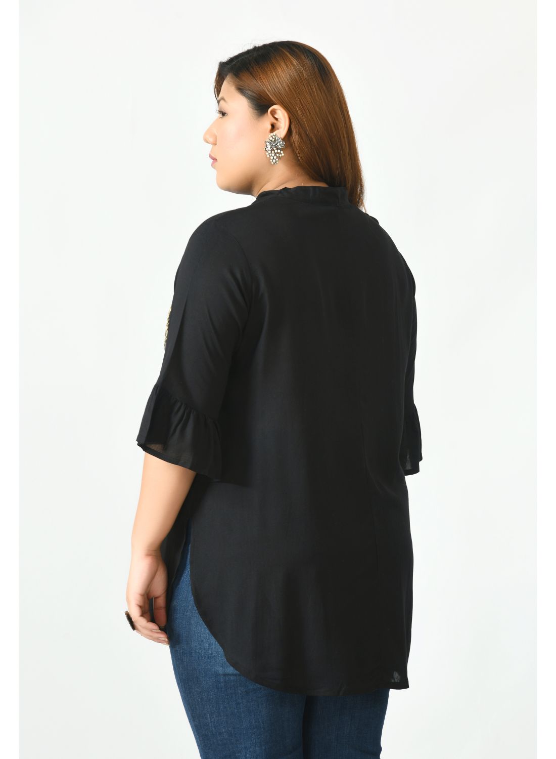 Black Mandarin Collar Top