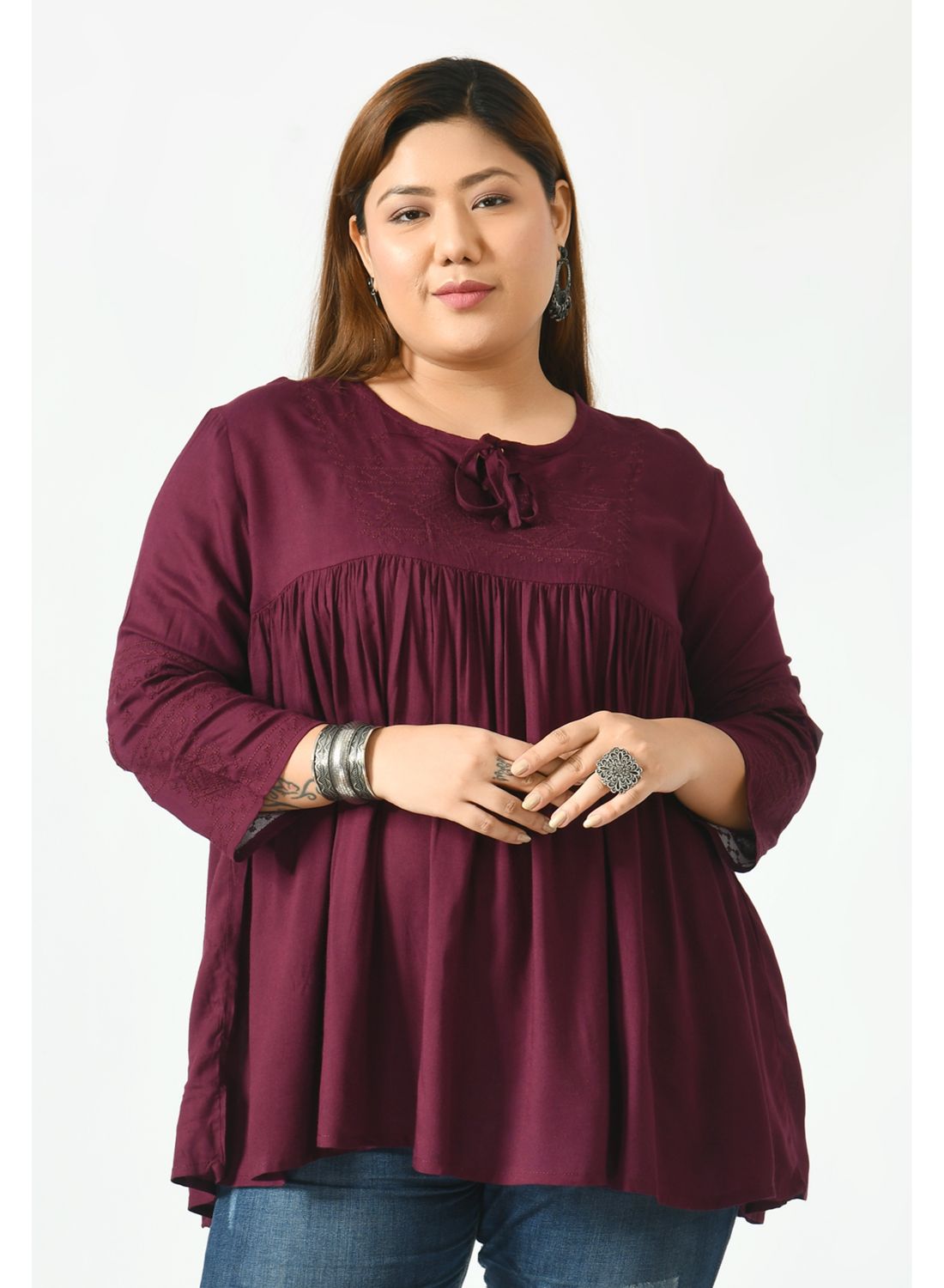 Tie-Up Neck Pure Cotton Empire Top