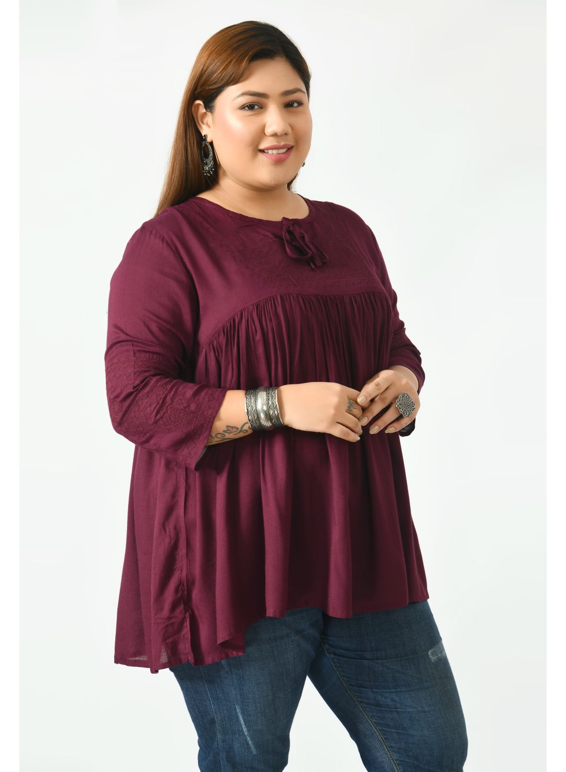 Tie-Up Neck Pure Cotton Empire Top