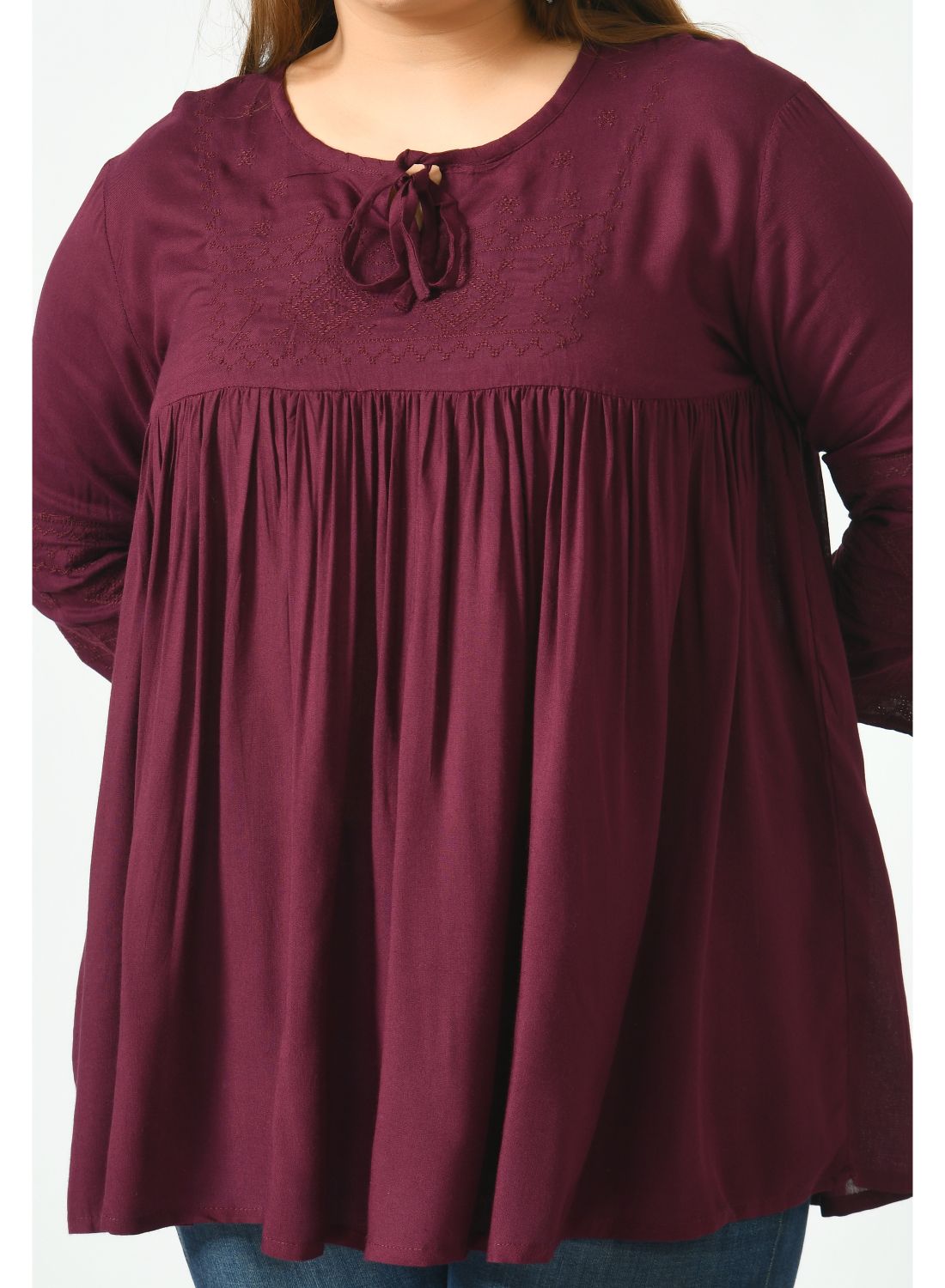 Tie-Up Neck Pure Cotton Empire Top