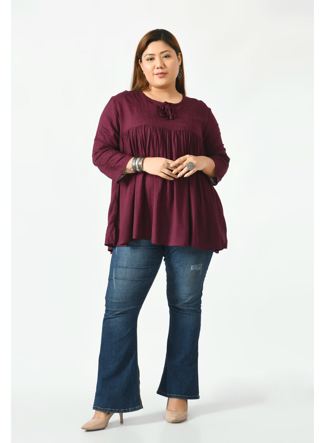 Tie-Up Neck Pure Cotton Empire Top