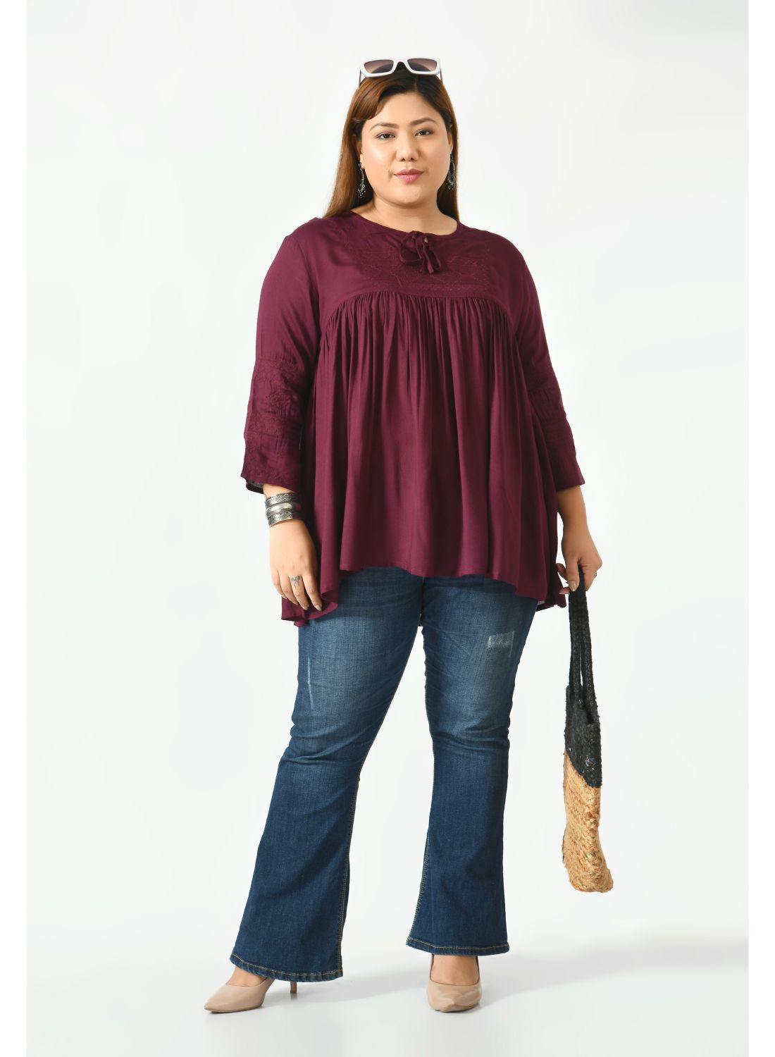 Tie-Up Neck Pure Cotton Empire Top