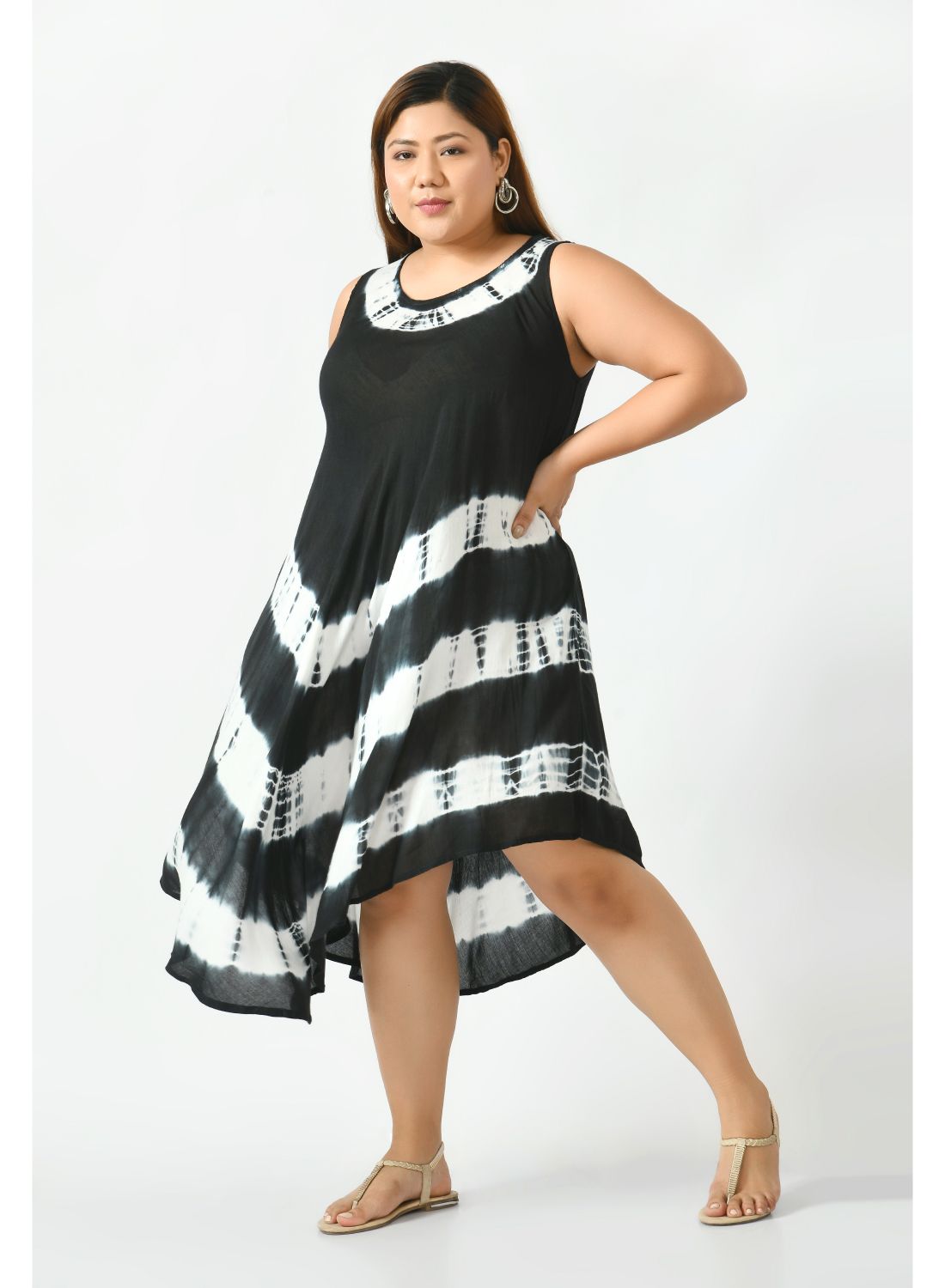 Black Tie and Dye Midi Dress Plus Size
