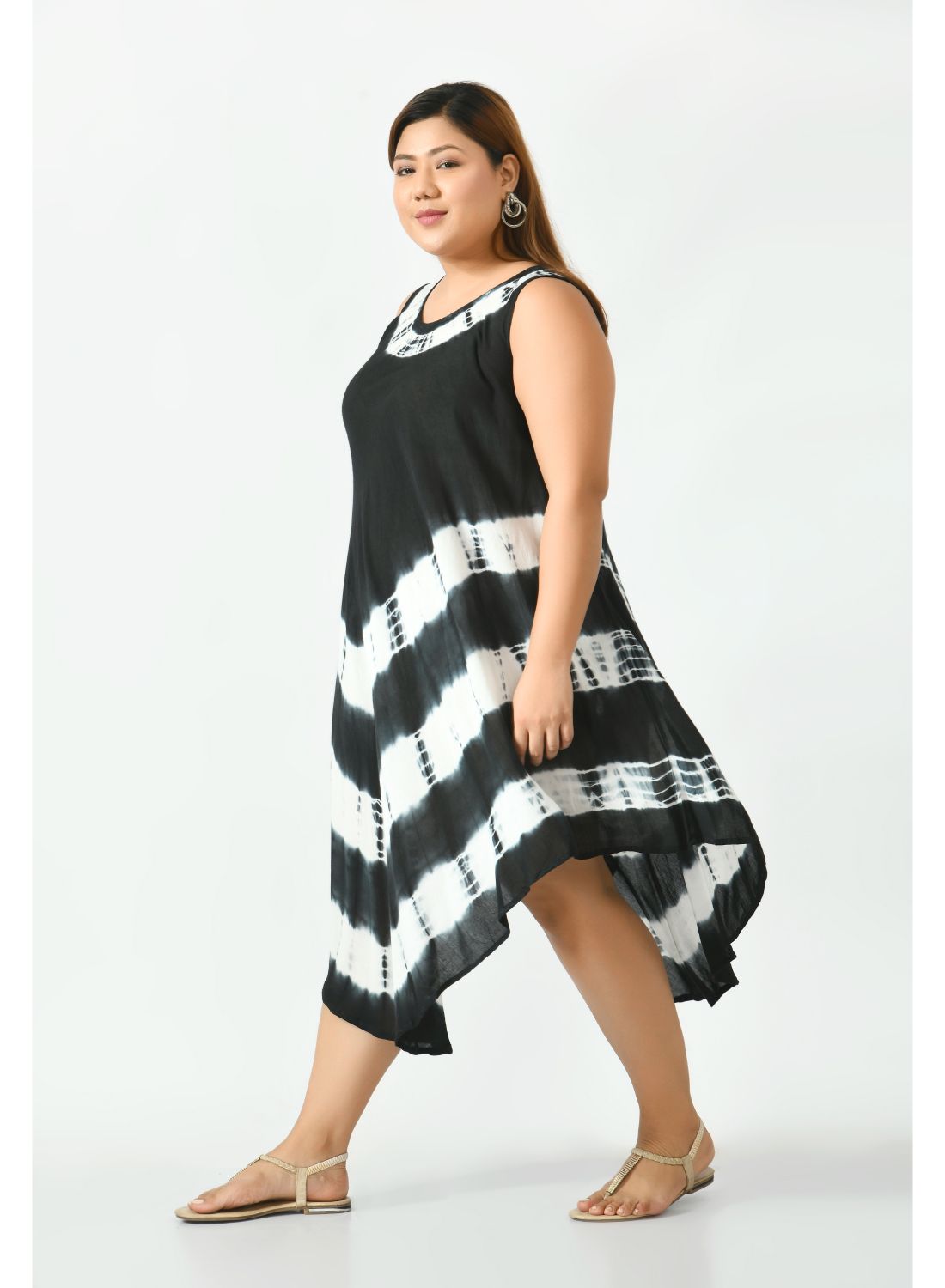Black Tie and Dye Midi Dress Plus Size