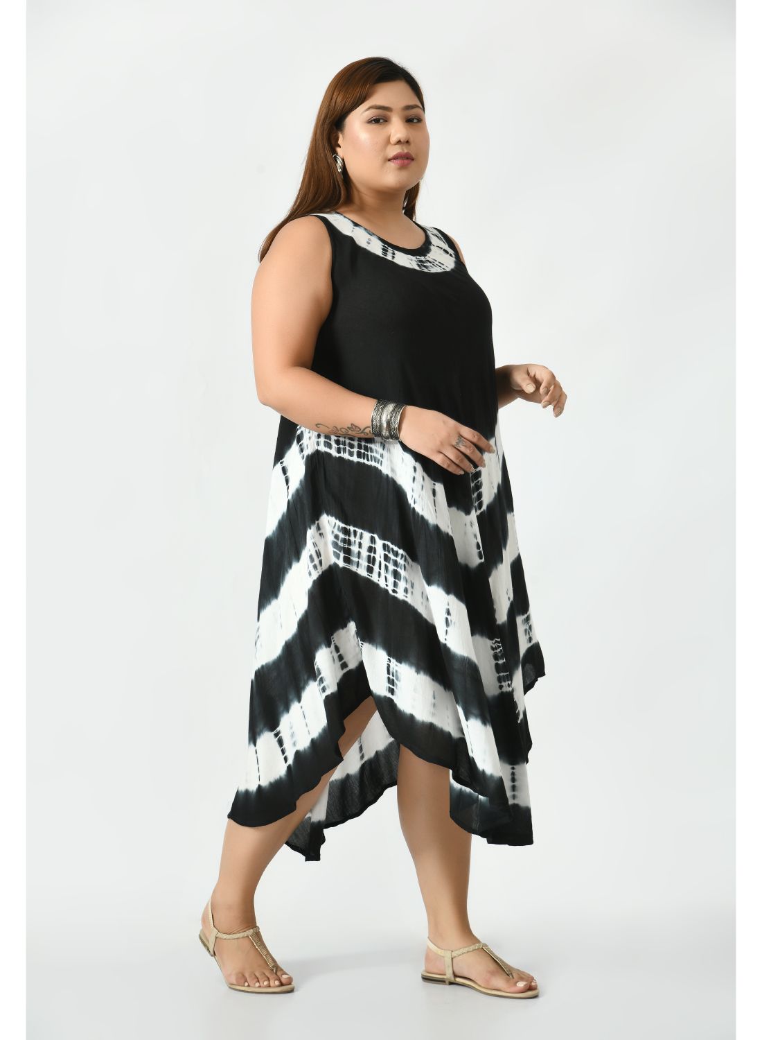 Black Tie and Dye Midi Dress Plus Size