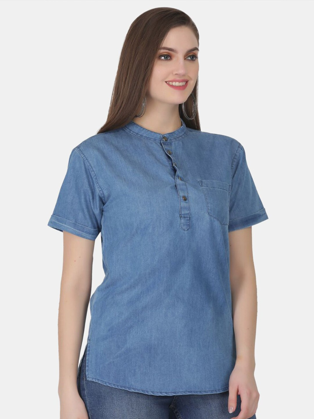 Mandarin Collar Shirt Top