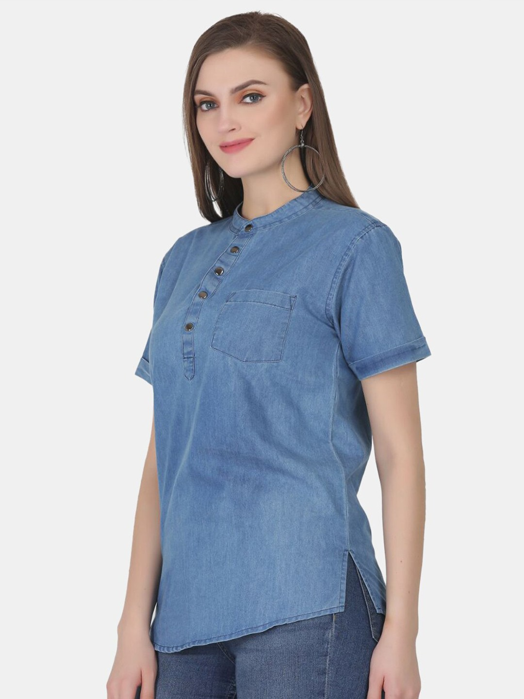 Mandarin Collar Shirt Top