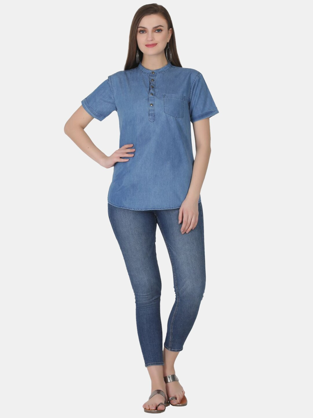 Mandarin Collar Shirt Top