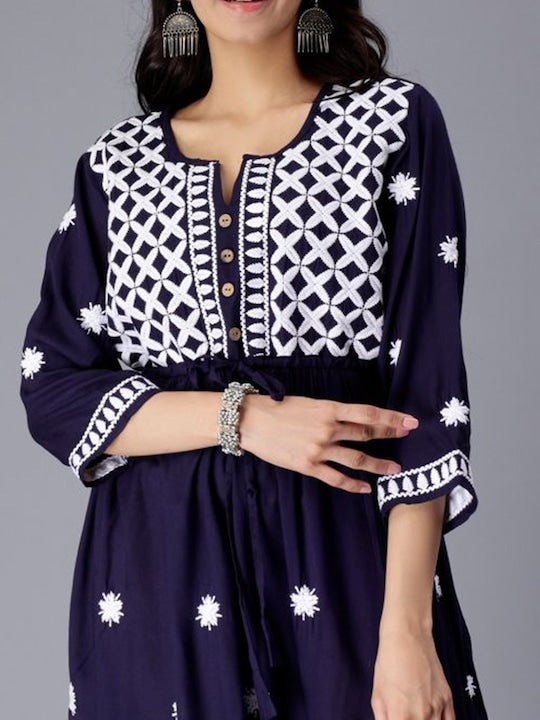 Floral Embroidered A-Line Dress