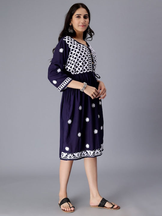 Floral Embroidered A-Line Dress