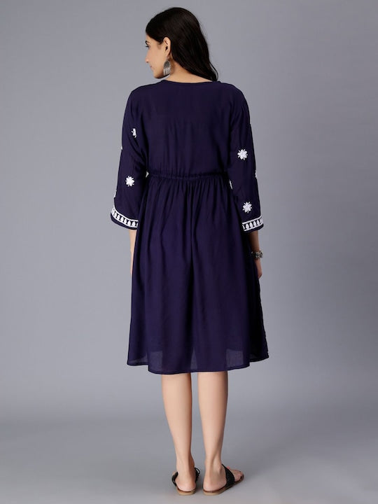Floral Embroidered A-Line Dress