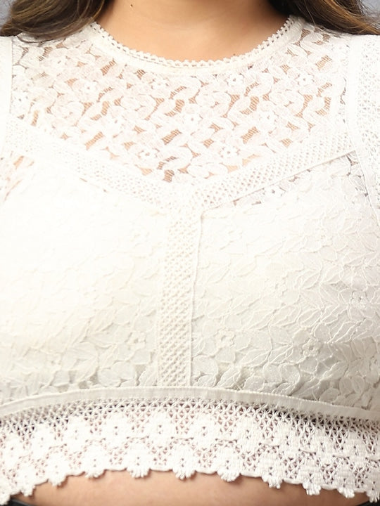 Plus Size Self Design Pure Cotton Crop Top