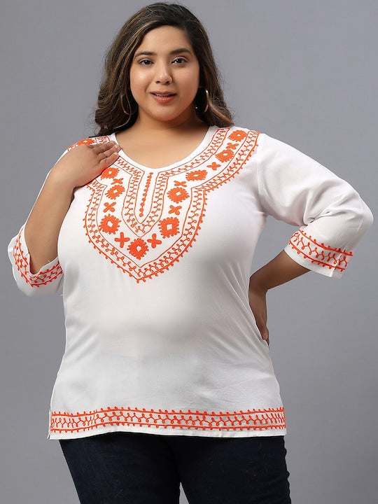 Plus Size Round Neck Cap Sleeves Top