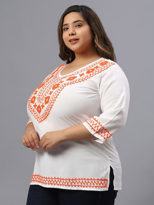 Plus Size Round Neck Cap Sleeves Top