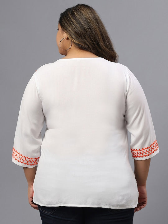 Plus Size Round Neck Cap Sleeves Top