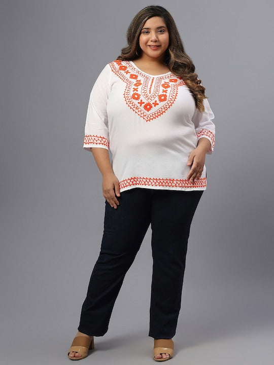 Plus Size Round Neck Cap Sleeves Top