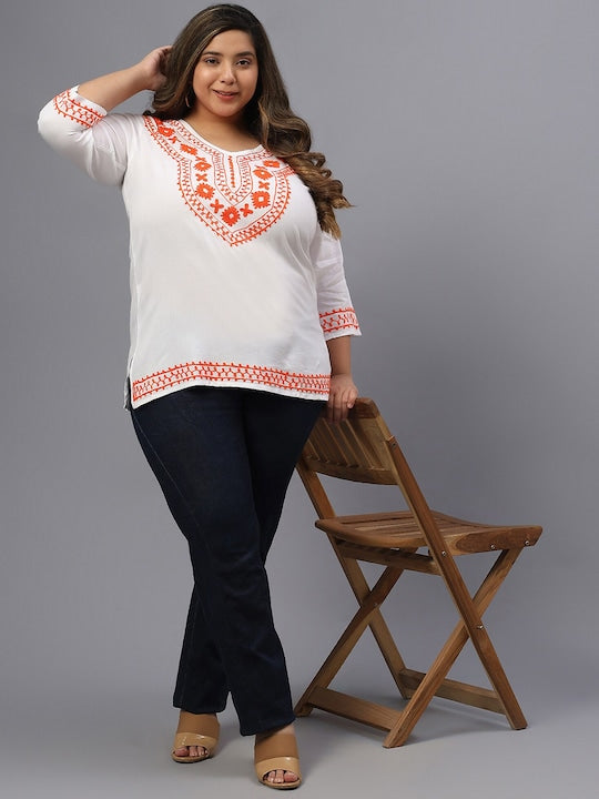 Plus Size Round Neck Cap Sleeves Top