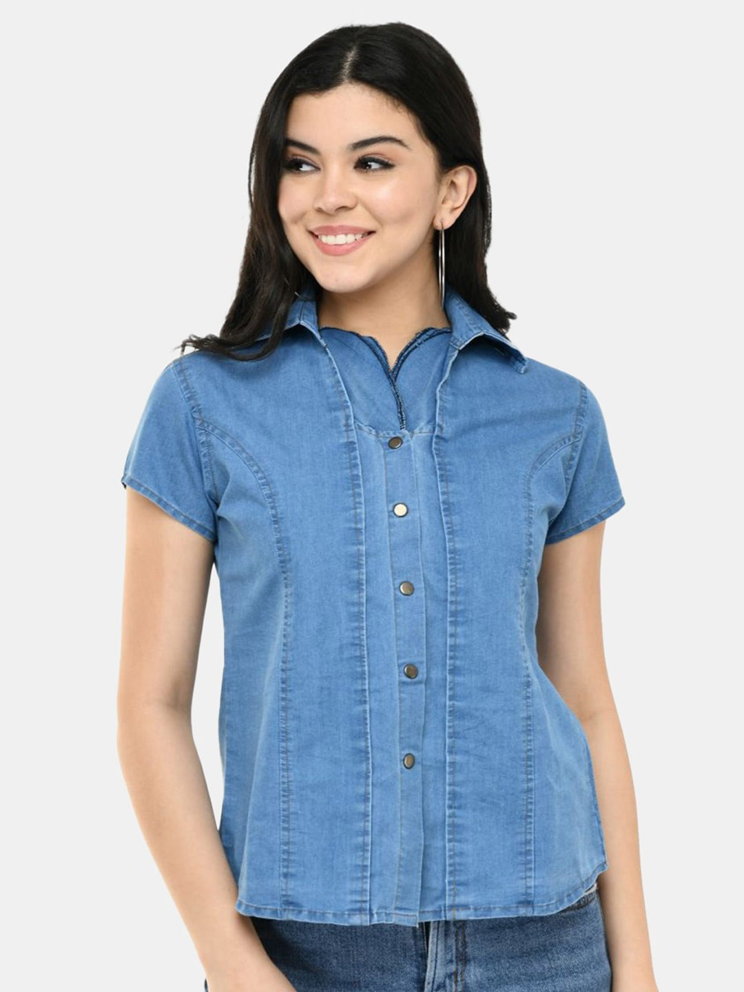 Denim Shirt Style Top