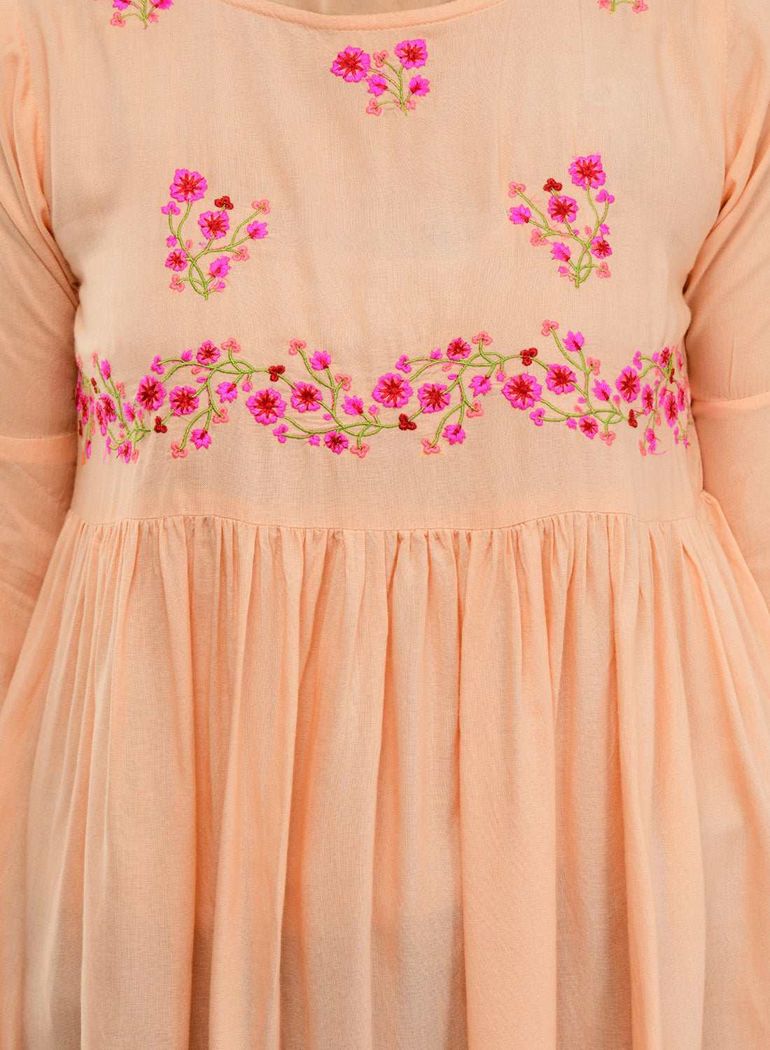 Women Peach Top Casual Bell Sleeves Floral Print