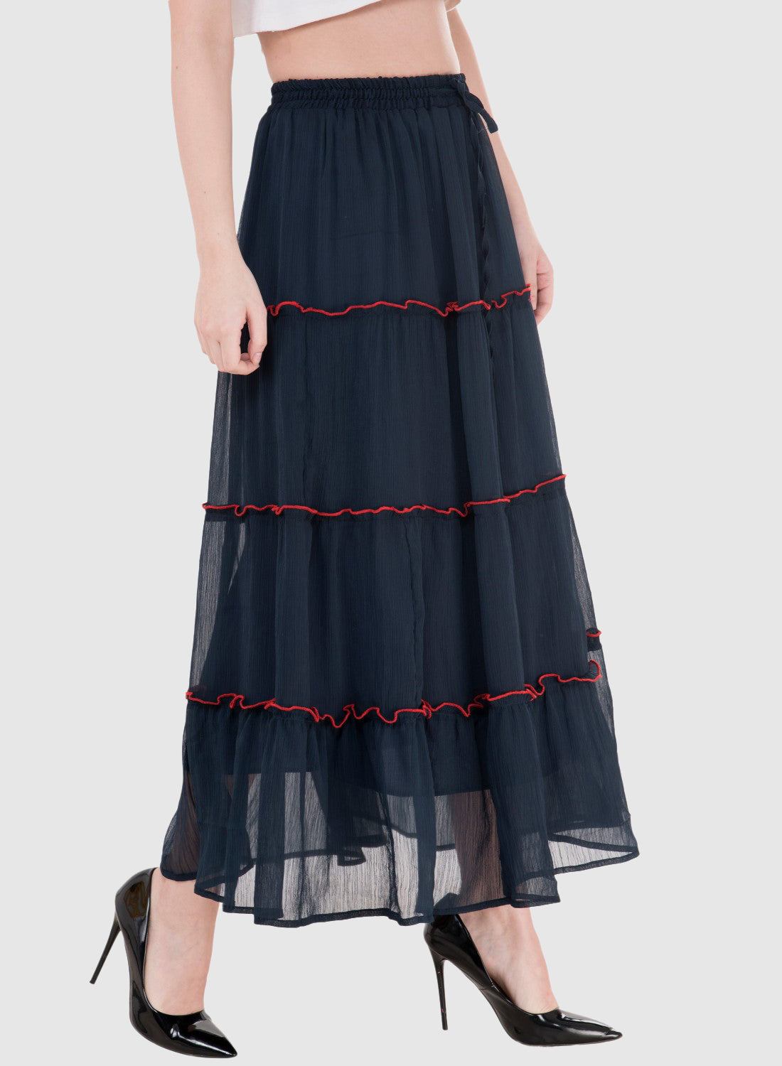 Women Skirt Navy Blue Regular Fit And Flare