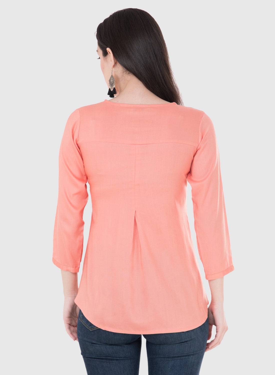 Women Top Pich Rayon Casual Regular Fit and Flare 3/4 Sleeve
