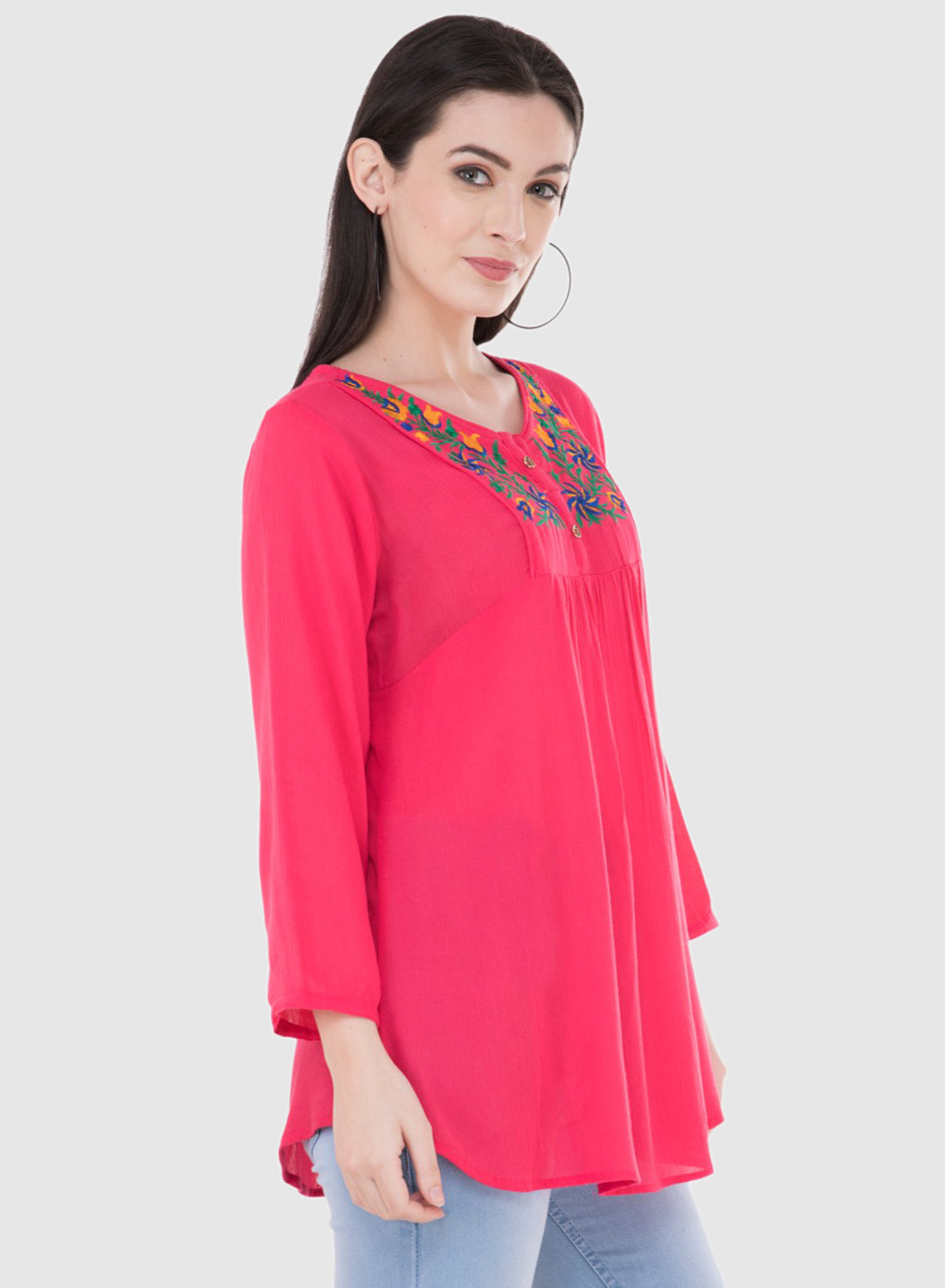 Women Top Rani Rayon Crepe Embroidery Work