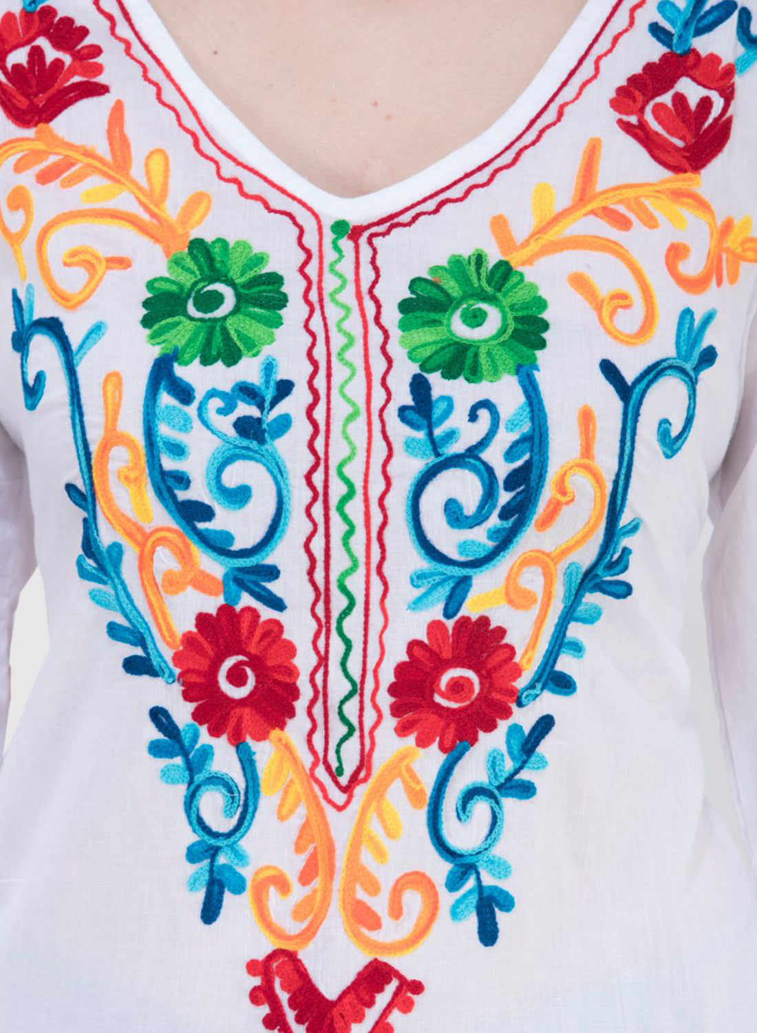 Women Top White Rayon Casual Regular Fit 3/4 Sleeve