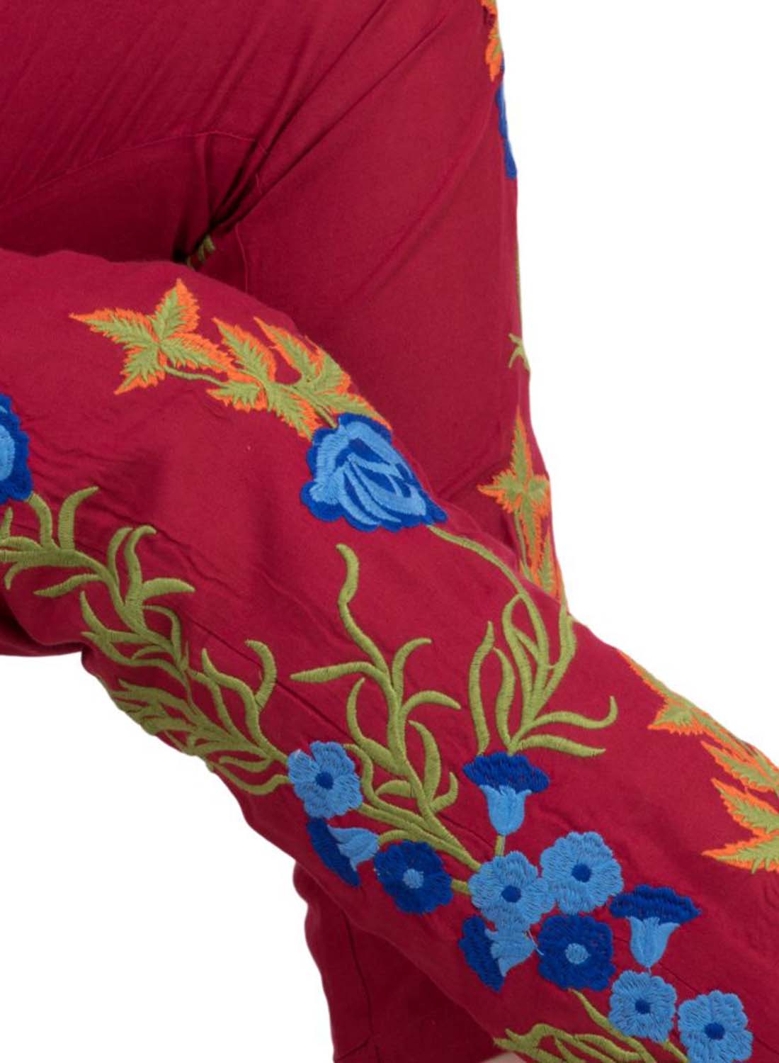 Women Trouser Maroon Regular Fit Rayon