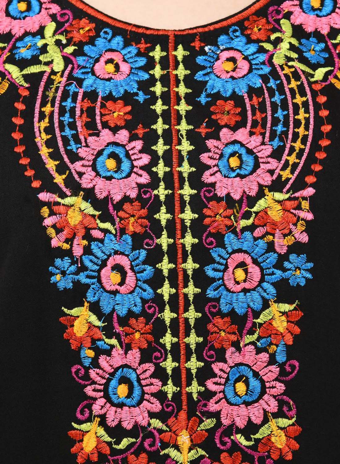 Women Top Black Casual Regular Fit 3/4 Sleeve
