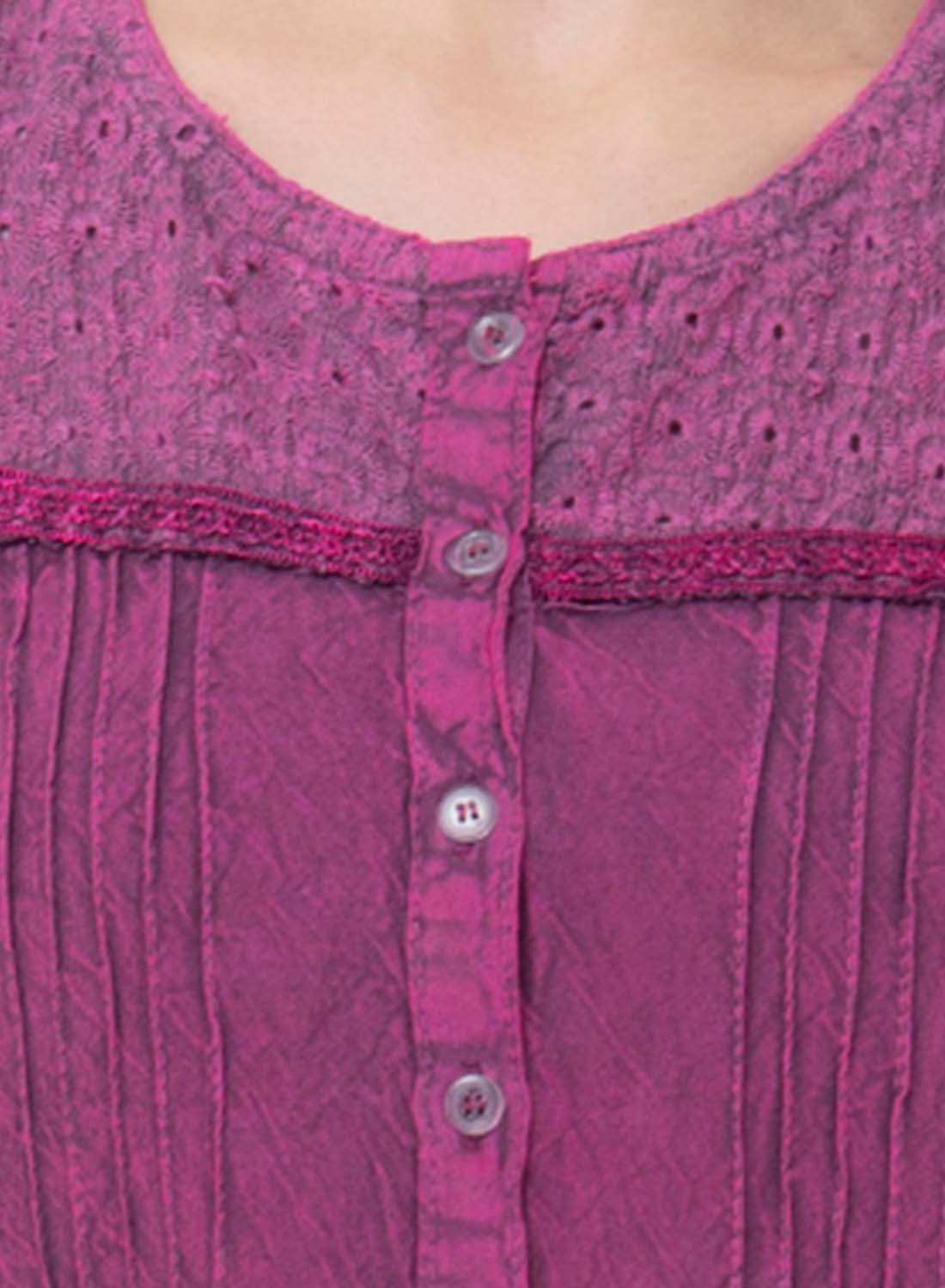 Women Top Pink Regular Fit Cap Sleeve Embroidery Work