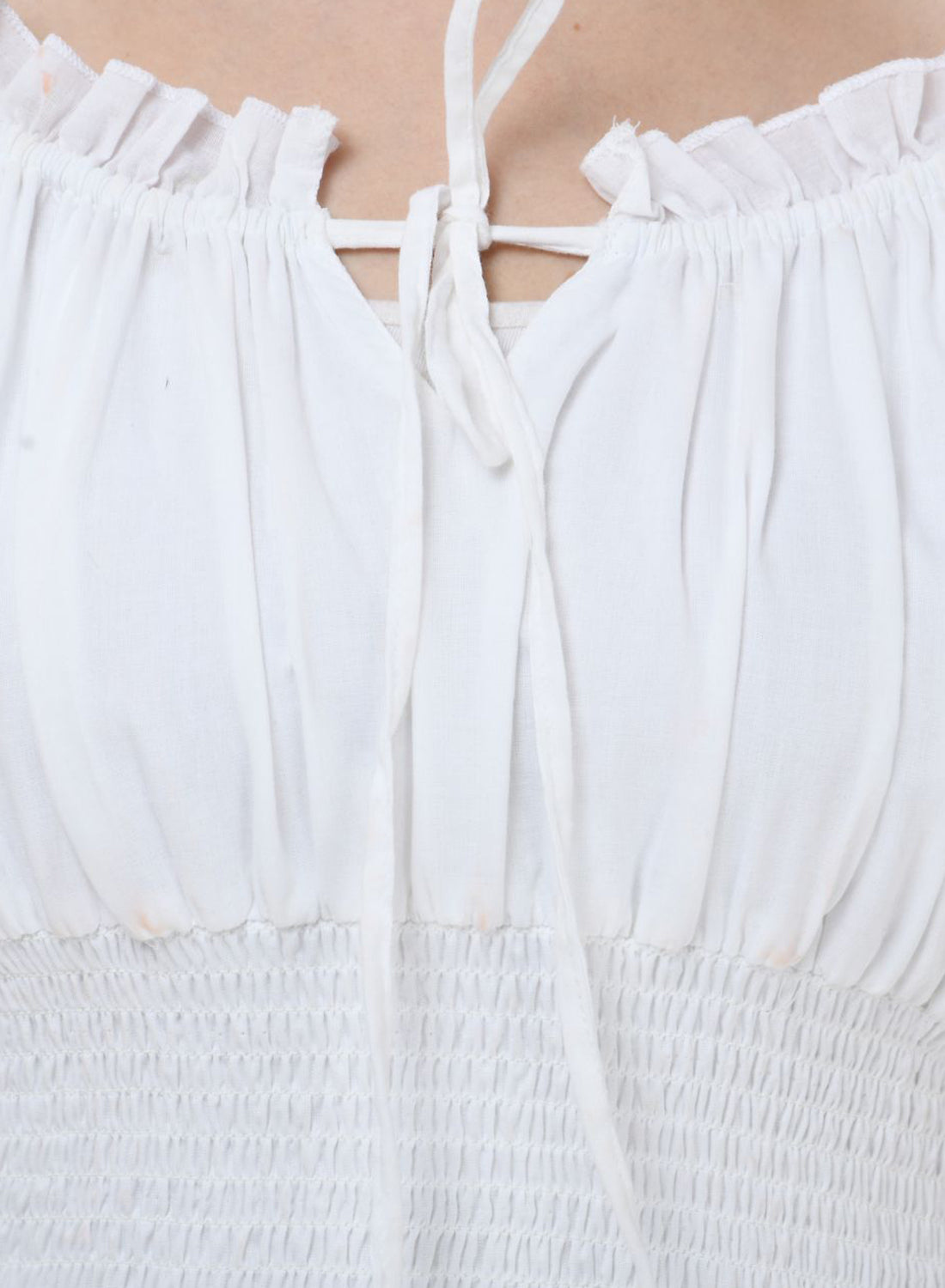 Women Dress White Fit and Flare Cotton Midi