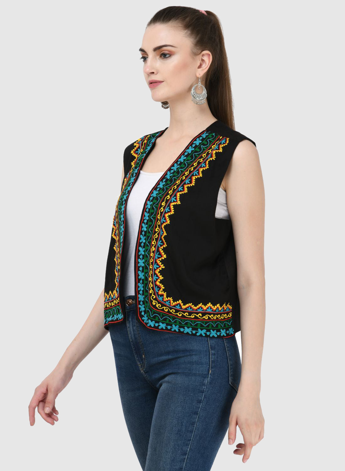Women Vest Sleeveless Embroidery Work