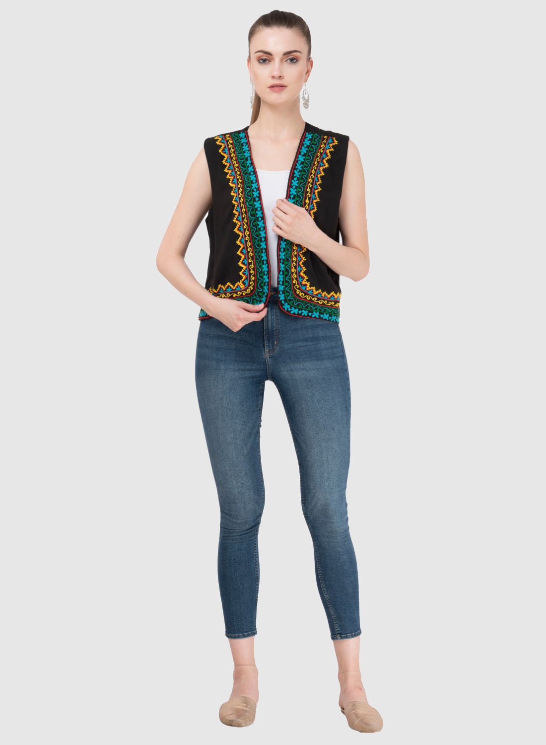 Women Vest Sleeveless Embroidery Work