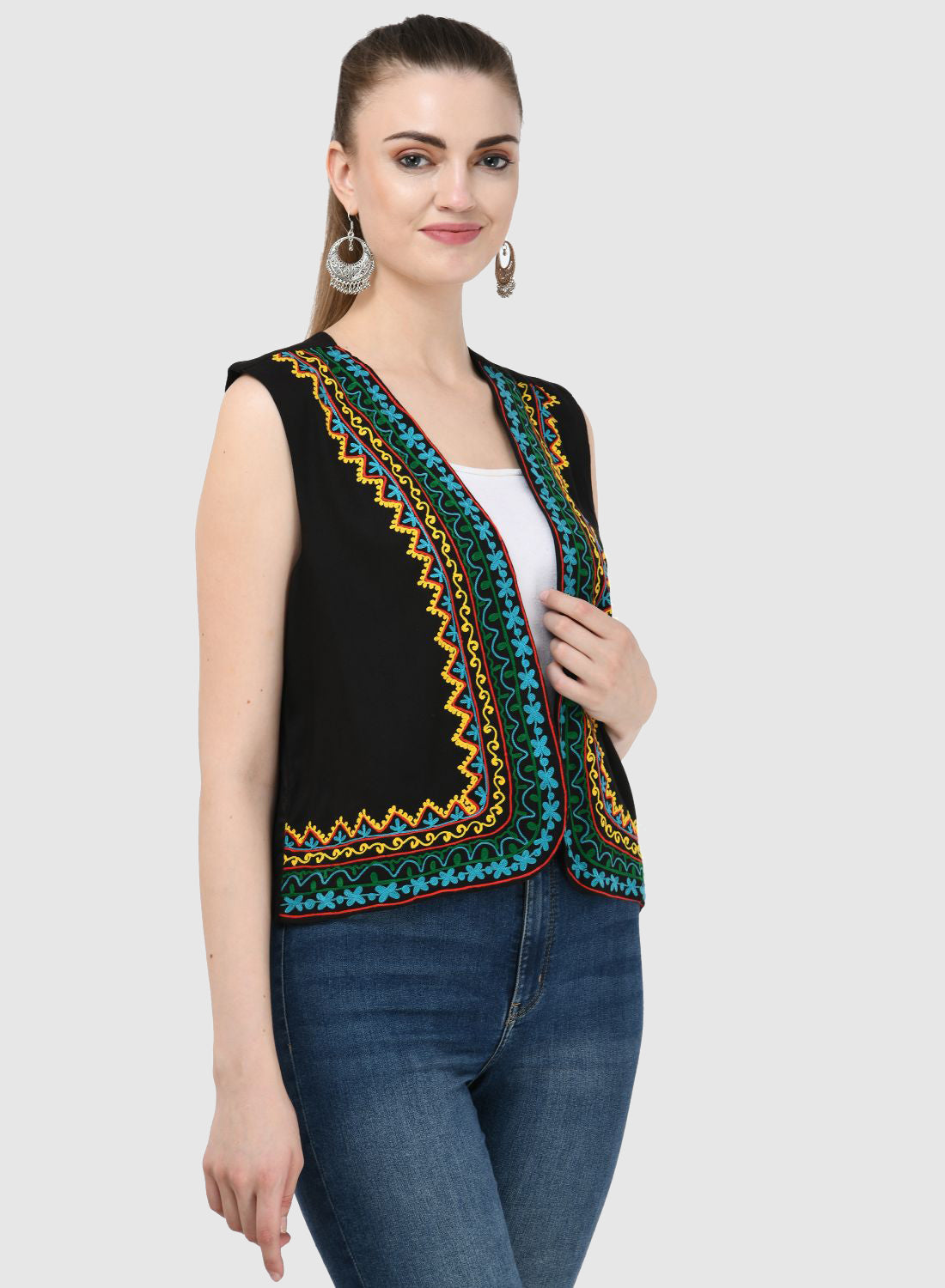 Women Vest Sleeveless Embroidery Work