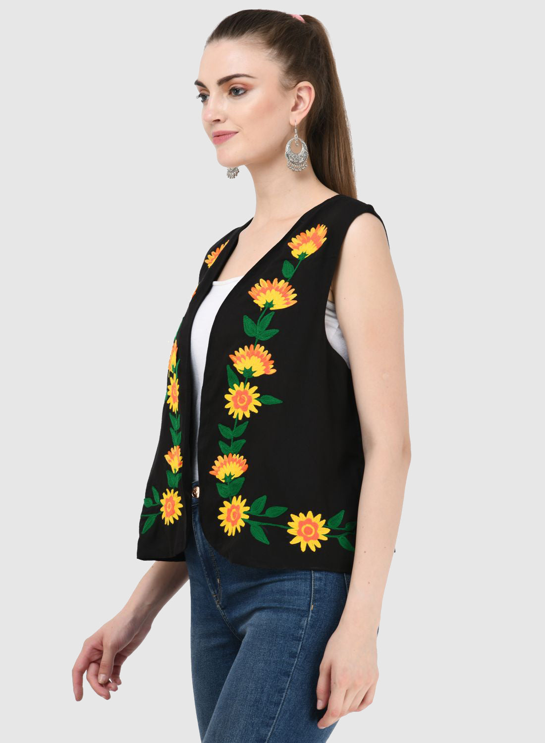 Women Vest Sleeveless Embroidery Work